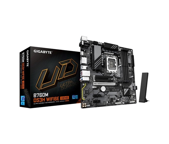 GIGABYTE MB Sc LGA1700 B760M DS3H WIFI6E GEN5, Intel B760, 4xDDR5, 2xDP, 1xHDMI, mATX