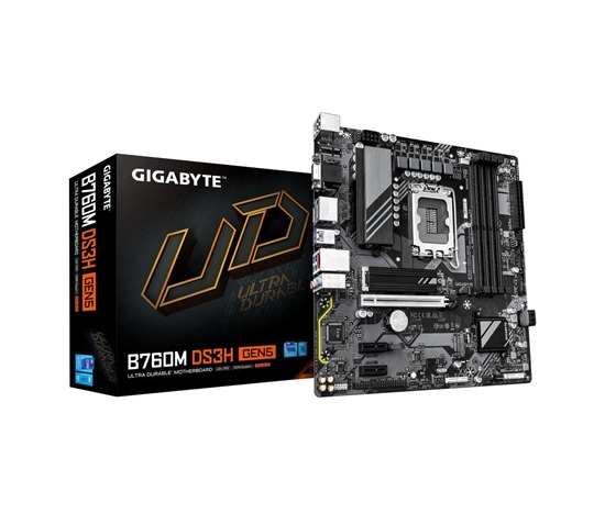 GIGABYTE MB Sc LGA1700 B760M DS3H GEN5, Intel B760, 4xDDR5, 2xDP, 1xHDMI, 1xVGA, mATX