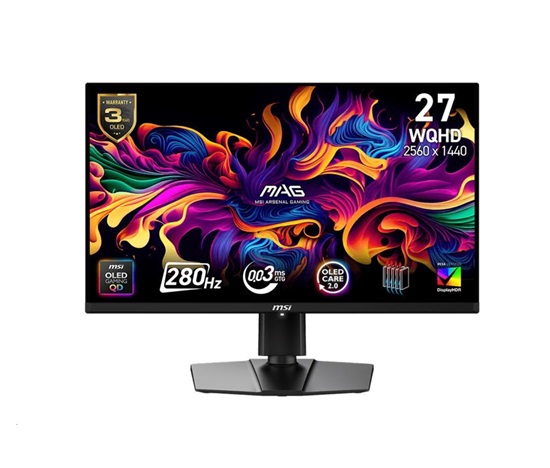 MSI LCD MAG 271QP QD-OLED X28,26.5" 2560x1440 QD-OLED,280Hz,178/178,250nits,VESA,HDMI,DP,USB-C,Audio,Black