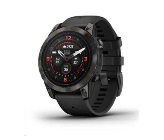 BAZAR - Garmin Epix Pro Sapphire 47 mm - Carbon Gray DLC titanium with black silicone band, EU - použité