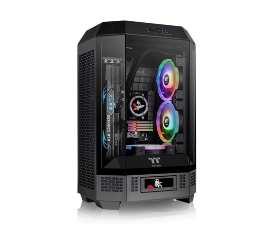THERMAL TAKE Case The Tower 300, mATX, Průhledná bočnice, 2x 140mm Fan, černá