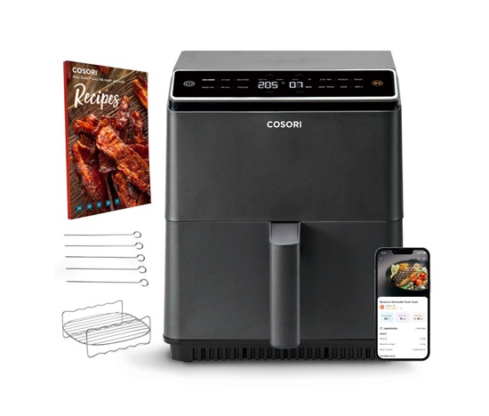 Cosori Dual Blaze 6.4L SMART horkovzdušná  fritéza + 5x špíz a gril. rošt, černá