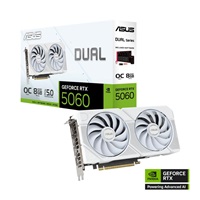 ASUS VGA NVIDIA GeForce RTX 5060 DUAL OC 8G WHITE, 8GB GDDR7, 3xDP, 1xHDMI