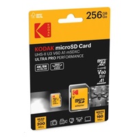Kodak paměťová micro SD karta 256GB UHS-II U3 V60 Pro +adapt
