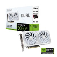 ASUS VGA NVIDIA GeForce RTX 5060 Ti DUAL 16G WHITE, 16GB GDDR7, 3xDP, 1xHDMI