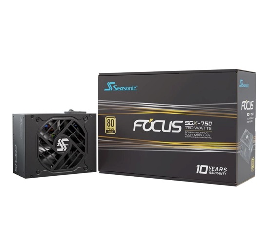 SEASONIC zdroj 750W Focus SGX 750, 120mm, Plně modulární, 80+ Gold, černá