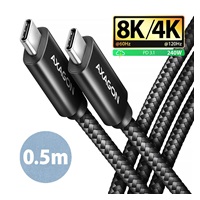 AXAGON BUCM4X-CM05AB NewGEN+ kabel USB-C <-> USB-C, 0.5m, USB4 Gen 3×2, PD 240W 5A, 8K HD, ALU, oplet, černý