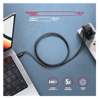 AXAGON BUCM4X-CM05AB NewGEN+ kabel USB-C <-> USB-C, 0.5m, USB4 Gen 3×2, PD 240W 5A, 8K HD, ALU, oplet, černý