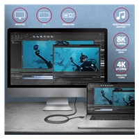 AXAGON BUCM4X-CM05AB NewGEN+ kabel USB-C <-> USB-C, 0.5m, USB4 Gen 3×2, PD 240W 5A, 8K HD, ALU, oplet, černý