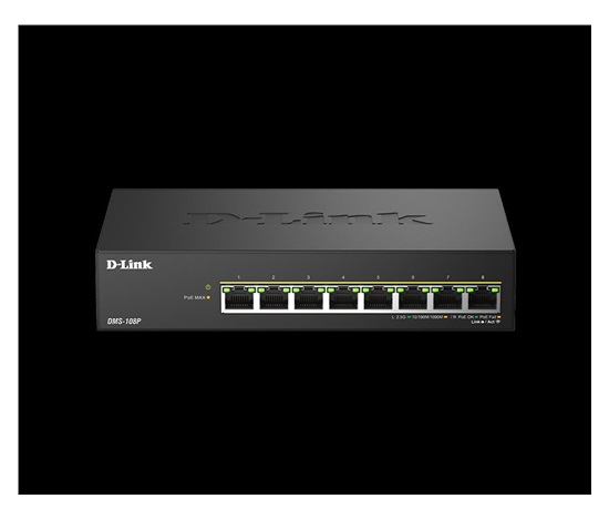 D-Link DMS-108P/E 8-Port 2.5G Multi-Gigabit Unmanaged PoE Switch