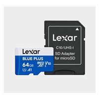 Lexar microSDHC Blue Plus UHS-I with SD adapter, up to 100MB/s read C10/A1/U3 (V30) 64GB