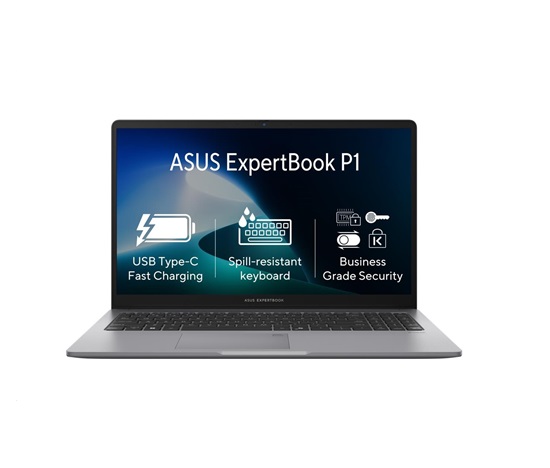 ASUS NTB ExpertBook P1 (P1503CVA-S7I316512X), i3-1315U, 15.6" FHD, 16GB, 512GB SSD, UHD, W11 Pro, Misty Grey