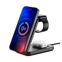 3mk bezdrátová nabíječka - MagRocket 3-in-1, technologie Qi2, 15W, černá