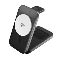 3mk bezdrátová nabíječka - MagRocket 3-in-1, technologie Qi2, 15W, černá