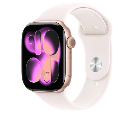 Apple Watch Series 11 GPS 46mm Rose Gold Aluminium Case with Light Blush Sport Band - M/L
