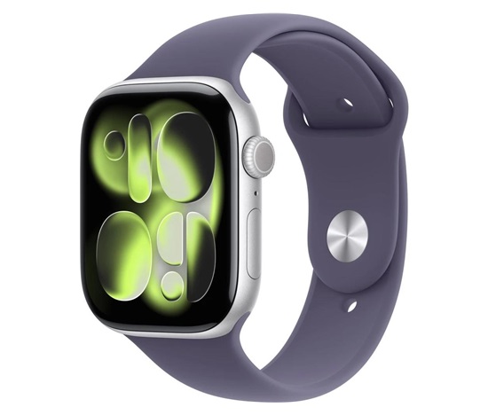 Apple Watch Series 11 GPS 42mm Silver Aluminium Case with Purple Fog Sport Band - M/L