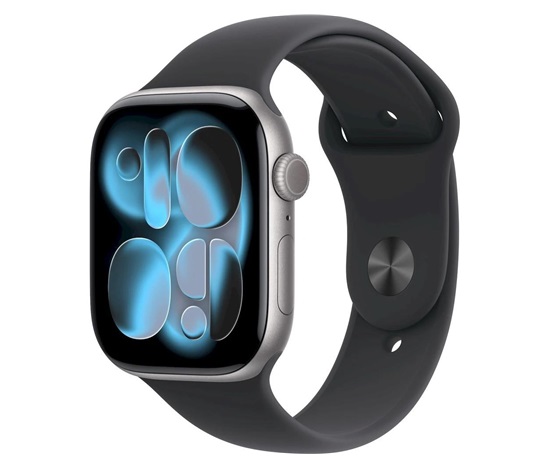 Apple Watch Series 11 GPS + Cellular 42mm Space Grey Aluminium Case with Black Sport Band - S/M