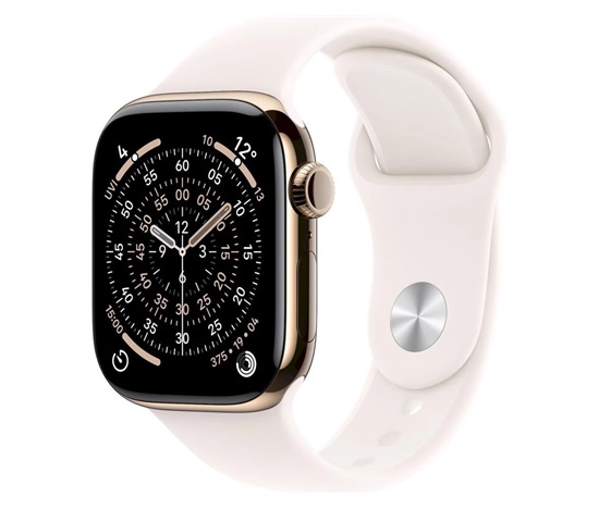 Apple Watch Series 11 GPS + Cellular 42mm Gold Titanium Case with Light Blush Sport Band - M/L