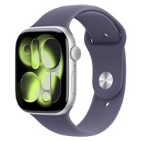 Apple Watch Series 11 GPS + Cellular 46mm Silver Aluminium Case with Purple Fog Sport Band - S/M