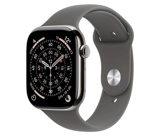 Apple Watch Series 11 GPS + Cellular 46mm Natural Titanium Case with Stone Grey Sport Band - S/M