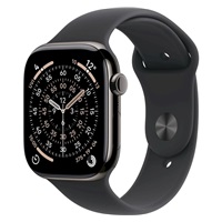 Apple Watch Series 11 GPS + Cellular 46mm Slate Titanium Case with Black Sport Band - S/M