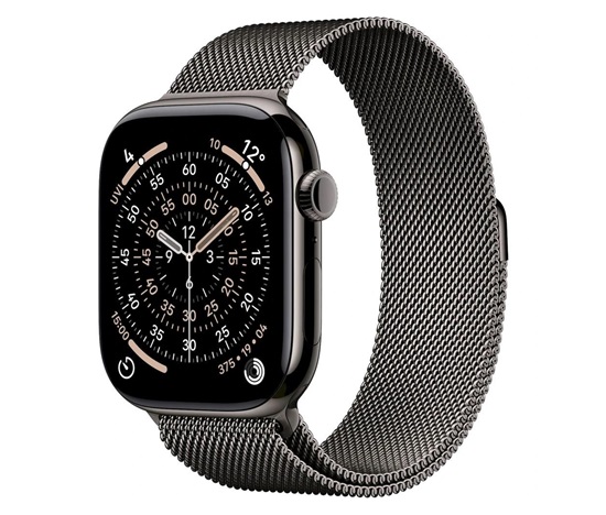 Apple Watch Series 11 GPS + Cellular 46mm Slate Titanium Case with Slate Milanese Loop - S/M