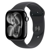 Apple Watch Series 11 GPS + Cellular 42mm Jet Black Aluminium Case with Black Sport Band - S/M