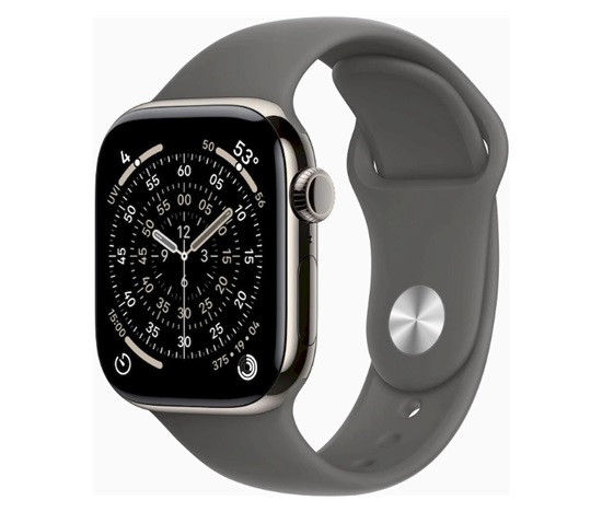 Apple Watch Series 11 GPS + Cellular 42mm Natural Titanium Case with Stone Grey Sport Band - S/M