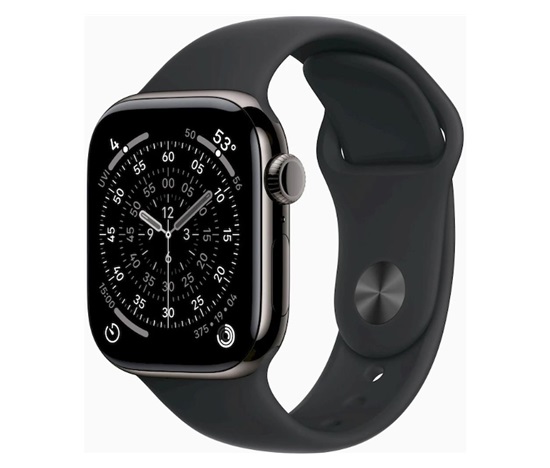 Apple Watch Series 11 GPS + Cellular 42mm Slate Titanium Case with Black Sport Band - M/L