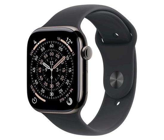 Apple Watch Series 11 GPS + Cellular 46mm Slate Titanium Case with Black Sport Band - M/L