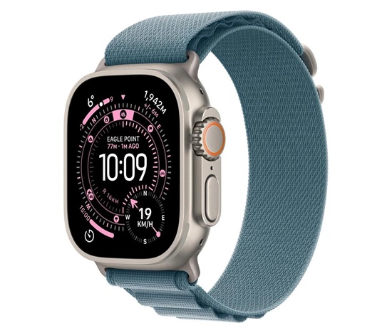 Apple Watch Ultra 3 GPS + Cellular 49mm Natural Titanium Case with Light Blue Alpine Loop - Medium