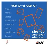 Club3D Kabel magnetický USB-C, 240W PD3.1, 480 Mbps, 2m, bílá