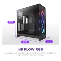 NZXT skříň H9 Flow RGB dvoukomorová ATX / 1x140 RGB mm / 1x 120mm RGB fan / prosklená / černá