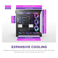 NZXT skříň H9 Flow RGB dvoukomorová ATX / 1x140 RGB mm / 1x 120mm RGB fan / prosklená / černá