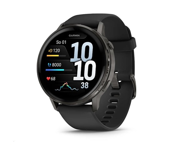 Garmin Venu® 4 - 45 mm Slate a Černý silikonový řemínek