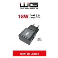 WG - Síťová nabíječka Fast 1x USB-A, Quick Charge 3.0, 5V-9V-12V, black