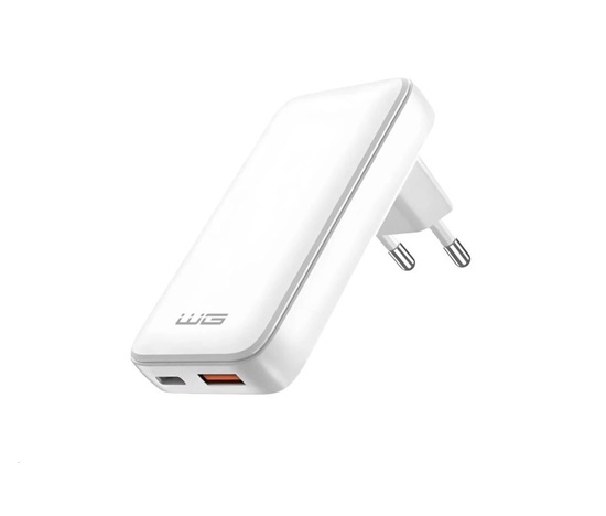WG - Síťová nabíječka GaN 2x USB, 1x USB-C 30W + 1x USB-A 18W, white