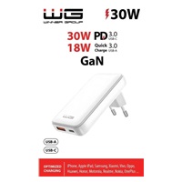 WG - Síťová nabíječka GaN 2x USB, 1x USB-C 30W + 1x USB-A 18W, white
