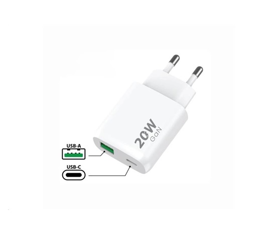 WG - Síťová nabíječka 2x USB, 1x USB-C PD 20W + 1x USB-A QC3.0 18W, white
