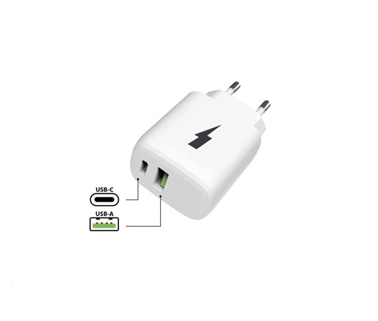 WG - Síťová nabíječka 2x USB, 1x USB-C PD PPS 3.0 30W + 1x USB-A QC4 18W, white