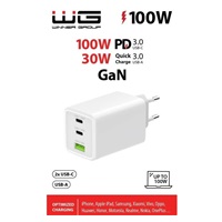 WG - Síťová nabíječka GaN 100W, 3x USB, 1x USB-A + 2x USB-C, white