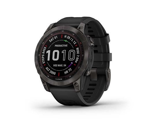 BAZAR - Garmin fenix 7 Sapphire Solar, Titan Black/ Black Silicone Band, EU - pouze hodinky, napájecí kabel