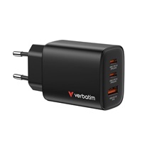 VERBATIM GaN Nabíječka Essentials 65W, 2xUSB-C, 1xUSB-A, černá