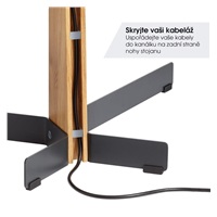 Vogel‘s TV 40-77‘‘, natáčení ±45°, VESA 600x400 mm, výška středu VESA 780-980 mm, 50 kg, dub + černá ocel