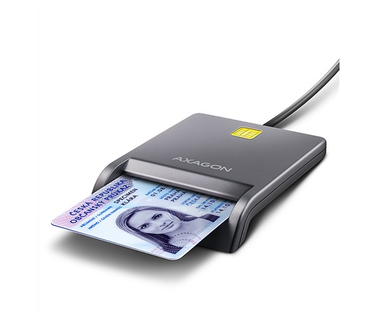 BAZAR - AXAGON CRE-SM3T, USB-A FlatReader čtečka kontaktních karet Smart card (eObčanka), kabel 1.3m - Poškozený obal (K