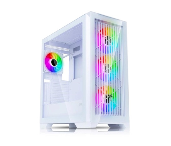 EVOLVEO Ptero Q2G, skříň ATX, 4x ARGB ventilátor, čelní+boční panel sklo, bílá