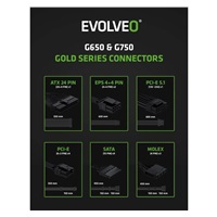 EVOLVEO G650 zdroj 650W, 80+ GOLD, ATX 3.1, aPFC, 140 mm ventilátor