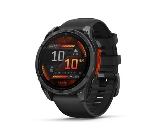 Garmin fenix® 8 – 47 mm, AMOLED, Slate grey a Černý silikonový řemínek, EU