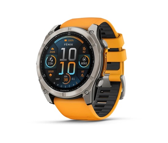 Garmin - fenix® 8 – 51 mm, AMOLED Sapphire, Titanium s Orange/Graphite silikonovým řemínkem, EU