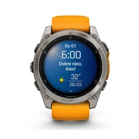 Garmin - fenix® 8 – 51 mm, AMOLED Sapphire, Titanium s Orange/Graphite silikonovým řemínkem, EU
